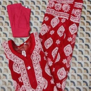 Red Lucknowi Kurti