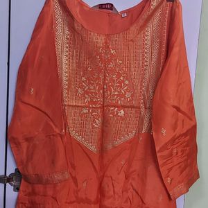 Orange Silk Suit Set