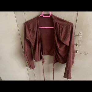 Brown wrap up top