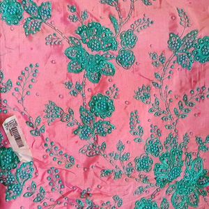 Pink And Seagreen Color Eads Work Saree