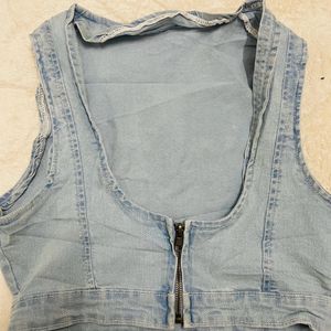 Front Zip Denim Top