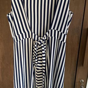 White And Blue Strips Long Shrug