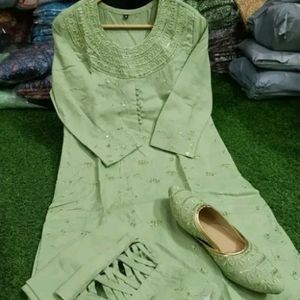 Light Green Color Chutha Set Dress Ramadan Offer