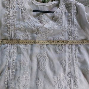 White Chikan Kurta Top