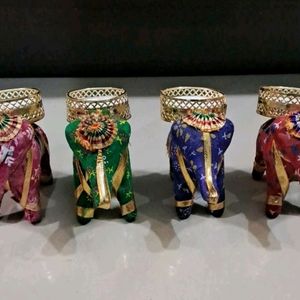 4 Elephant Style T Light Candle Stand