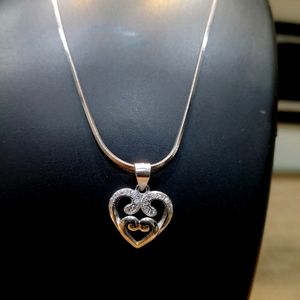 Heartshape Chain Pandent Pure Silver 925