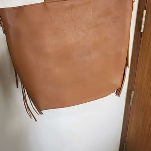 Fringed Tan Handbag