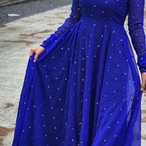 Royal blue mirror dress with dupatta