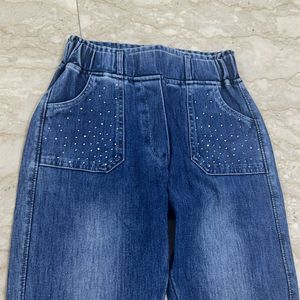 Girls Kids Branded Stone Work Jeans