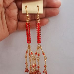 Red Colour Long Earrings