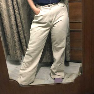 Zara High Waist Wide Leg Beige Denims