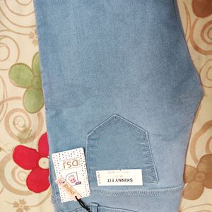 A Brand New Denim Jeans With 3 Solid Buttons