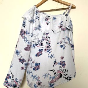 Imported White Off Shoulder Floral Print Top