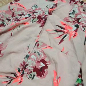 Flower Printed Top Designed As Shirt