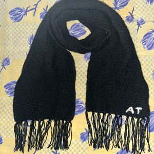 Hand Knitted Black Scarf With Name Initial