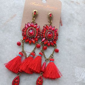 Red Gold Plated Handcrafted Earrings