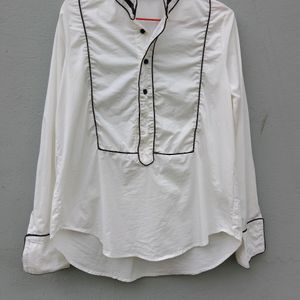 White Pipping Full Sleeve Shirt