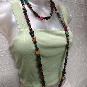 Three-Lined Wooden Beads Jewelry Necklace