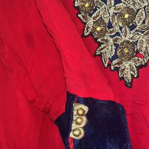 Velvet Design Suit With Gold Work