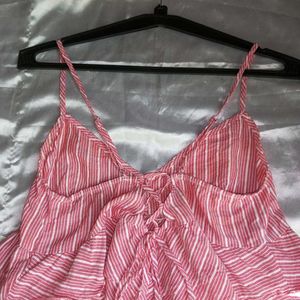 Pink Back Tie Up Crop Top