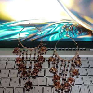 Maroon Color Crystal Earrings