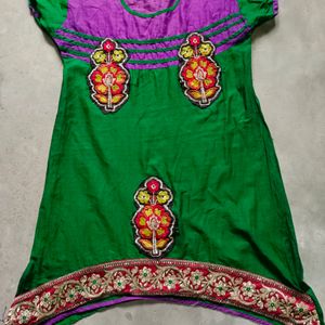 Green Handkerchief Cut Short Kurta