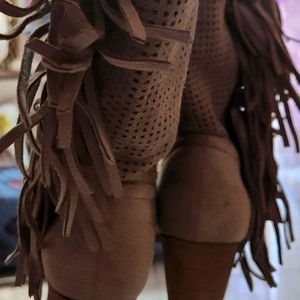 Women Suede Fringes Boots