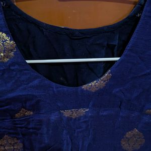 Dark Blue With Golden Shimmer Thread Work