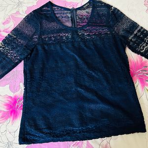 Navy Blue Net Top