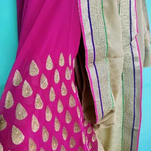 Georgette Saree And Blouse With Embroidery