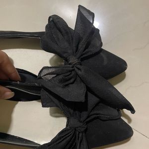 Black Bow Pencil Heels