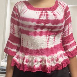 Pink And White Tie Dye Top With tag