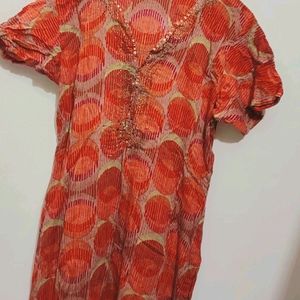 Coral Color Kurti For Girl Or Woman 38 Bust