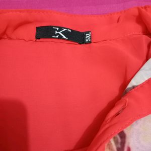 Women Red Long Top With Inner Hosery