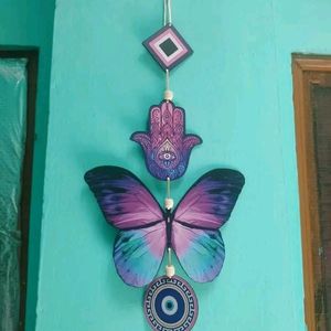 Wooden Butterfly Evil Eye Hanging