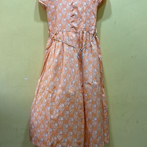 Peach Colour Tie-up Kurta Size M