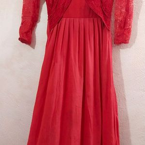 Red Soft Net Gown