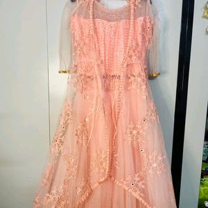 Soft Net Gown With Long Shrug