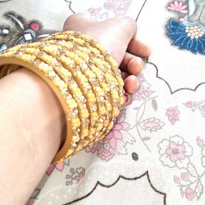 Golden&Small Yellow Flower Bangles