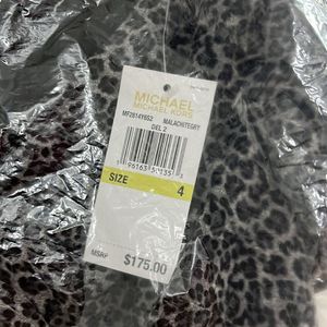 MK Leopard Georgette Cutout Mini Dress