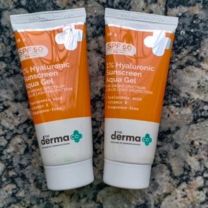 The Derma Co 1% Hyaluronic Sunscreen SPF 50 Aqua Gel, PA++++, Lightweight, No white-cast for Broad Spectrum & Blue Light Protection for Oily, Dry, Acne-prone Skin - 30g