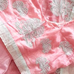 Peach Embroidered Saree