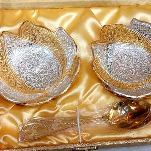 Gold And Silver Plated Metal Bowl Set