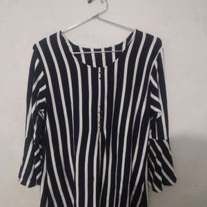 Cute Bell Sleeves Striped Top