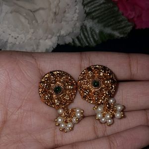 Golden Finish Temple Earring