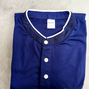 Navy Blue Mens Cotton T-shirt Full Sleeves