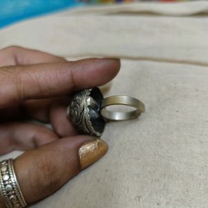 Silver Replica Statement Ring With Chitai Carving