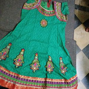 Embroidered Green Kurti