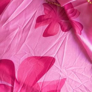 Designer Pink Floweral Frock With Dupatta