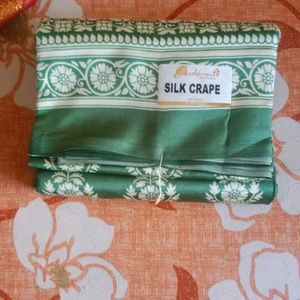 Green Silk Crepe Saree